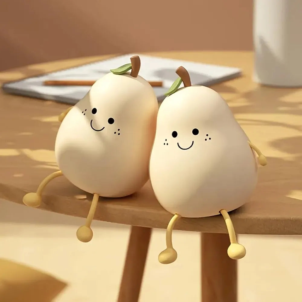 Imported USB Rechargeable Silicone Pear Shaped LED Night Light for Kids.