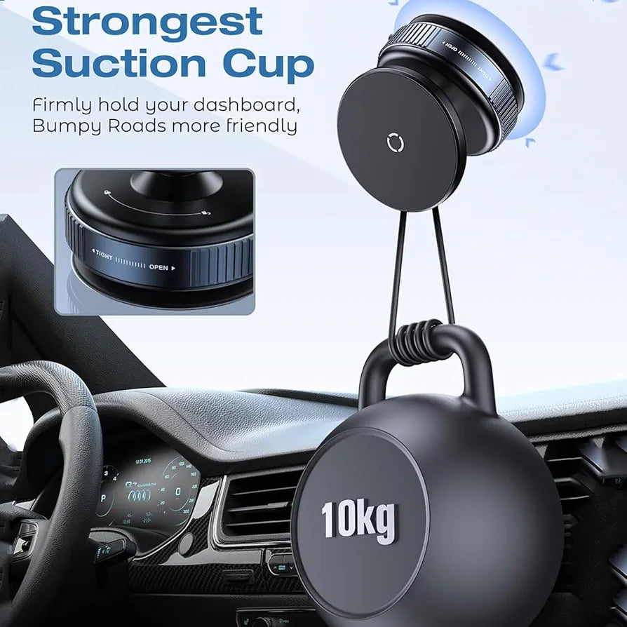 360 Adjustable Vacuum Suction Cup Magnetic Car Phone Holder, Compatible with Mag-Safe car mount, HandsFree magnetic phone holder in car for iPhone 16 Pro Max Plus 15 14 13 12, for samsung