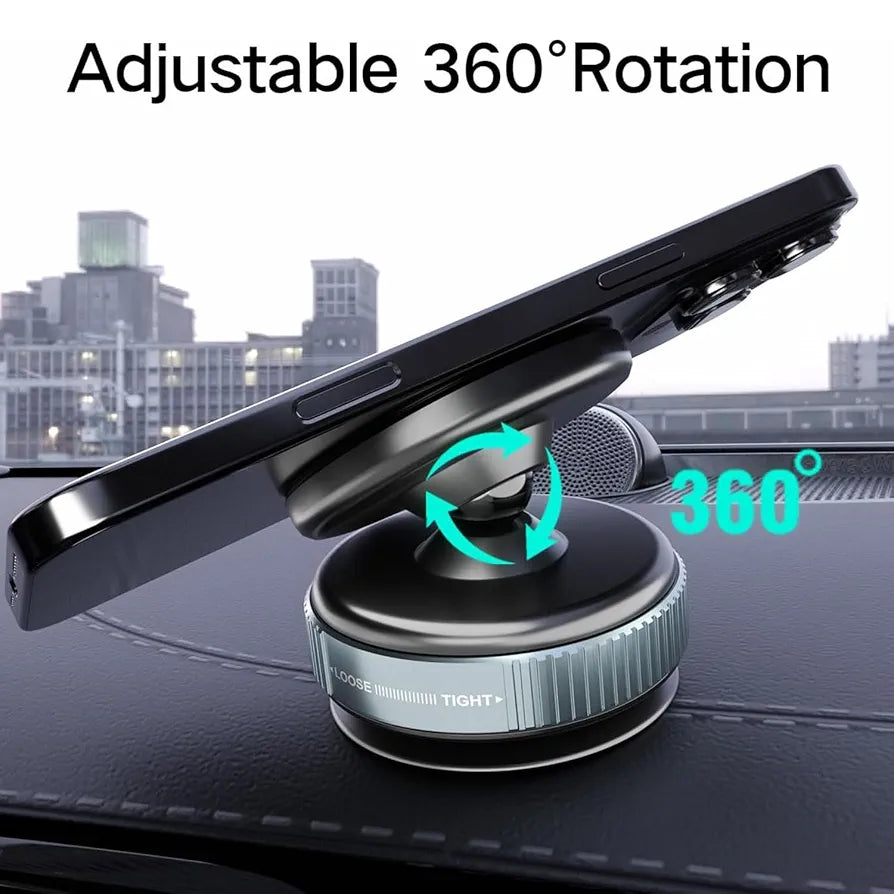 360 Adjustable Vacuum Suction Cup Magnetic Car Phone Holder, Compatible with Mag-Safe car mount, HandsFree magnetic phone holder in car for iPhone 16 Pro Max Plus 15 14 13 12, for samsung