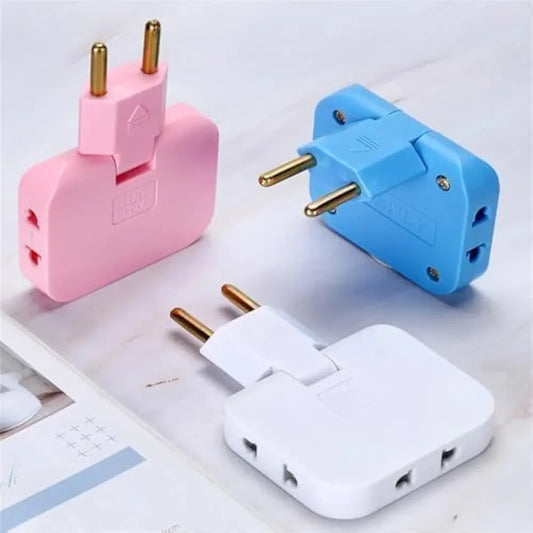 3-in-1 Travel Adapter Plug, 180° Rotatable, Wireless Mini Slim Outlet Adapter, Multi-Foldable EU/US Converter, 2-Pin, Multicolor, Pack 1 Pcs