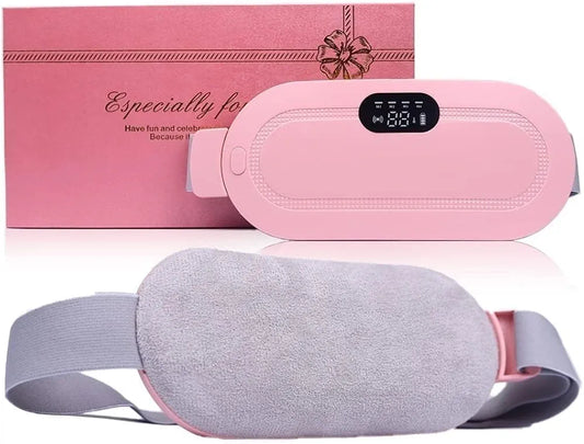 Portable Cordless Heating Pad for Menstrual Cramps Relief, Stomach Heating Pad, 3-Speed Temperature Adjustment, 4-Speed Massage Modes, Back and Belly Heating Pad for Women, Pink