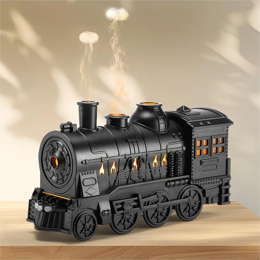 Essential Oil Diffuser Train Diffuser 300ml, Train Humidifier, Aromatherapy Diffuser Cool Mist Aromatherapy with 2 Light 2 Mist Mode Auto Shut-Off, Remote Included for Office Baby Home (Black)